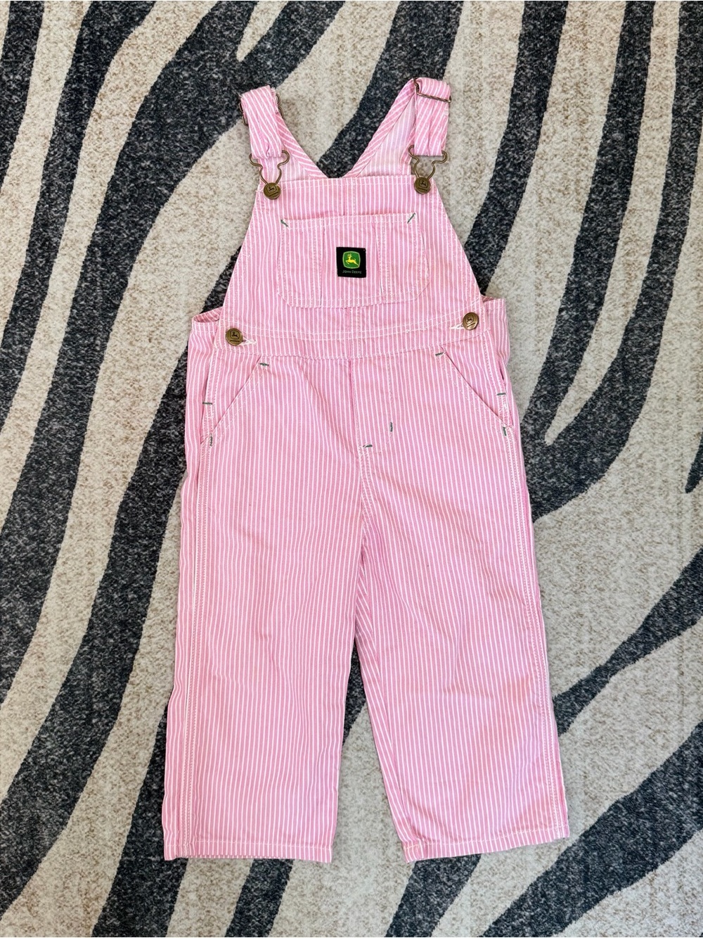 John Deere Pink Stripe Overall 3T EUC